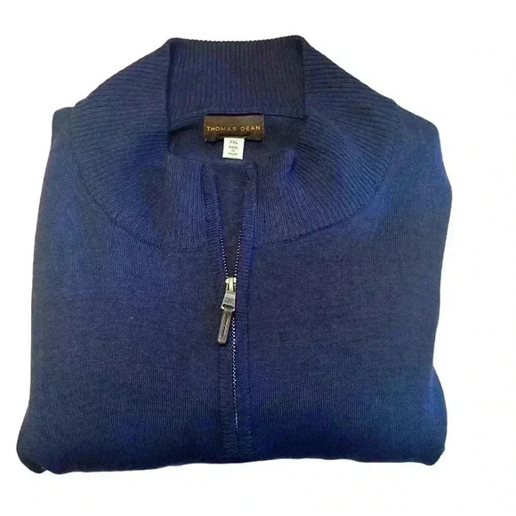 THOMAS DEAN 1/4 Zip Navy Sweater - Men’s Size XXL- NWOT Never Worn - Picture 2 of 5